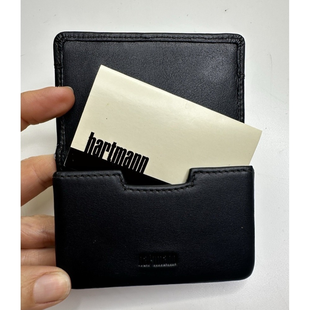 Hartmann Business Card Holder Black Leather Magnetic Closure Never used